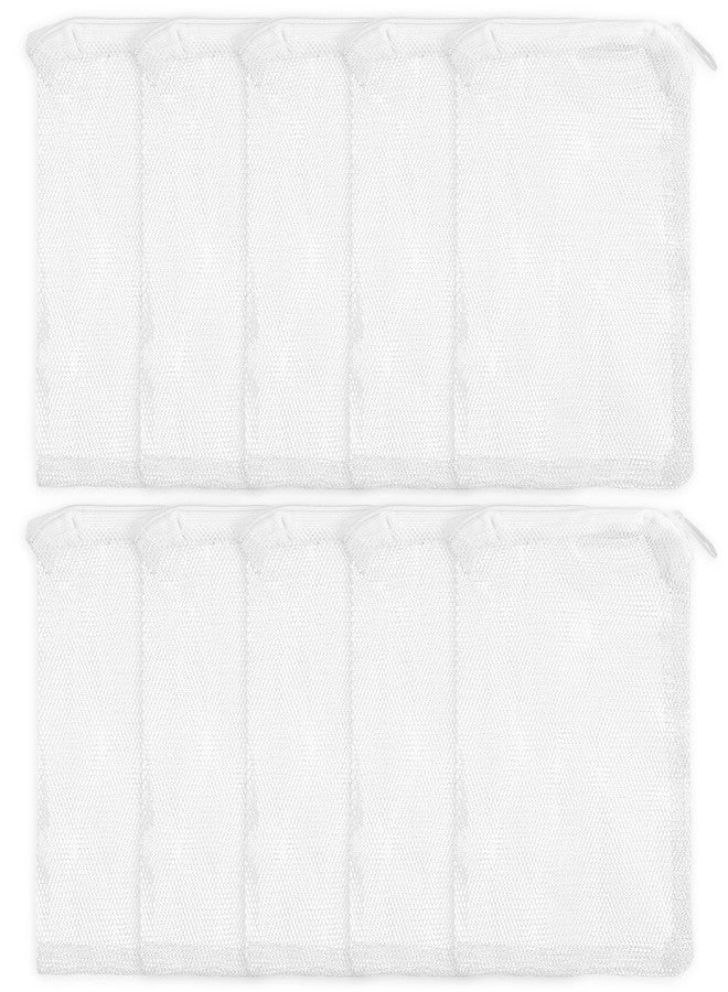 Creztail 10 Pack 7.8 x 5.9 Inch Media Bags for Aquarium, Aquarium Filter Media Bags with Zipper, Fish Tank Fine Mesh Bag for Carbon, Bio Balls, Ceramic Rings, Volcano Rock(White) - Image 1